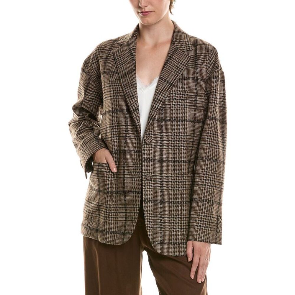 Officine Générale Womens  Antonia Wool, Linen, & Silk-Blend Jacket, Brown